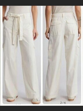 Madewell Sz 27 Cream Griff Wide Leg Cargo Utility Waist Tie Pockets Casual Pant
